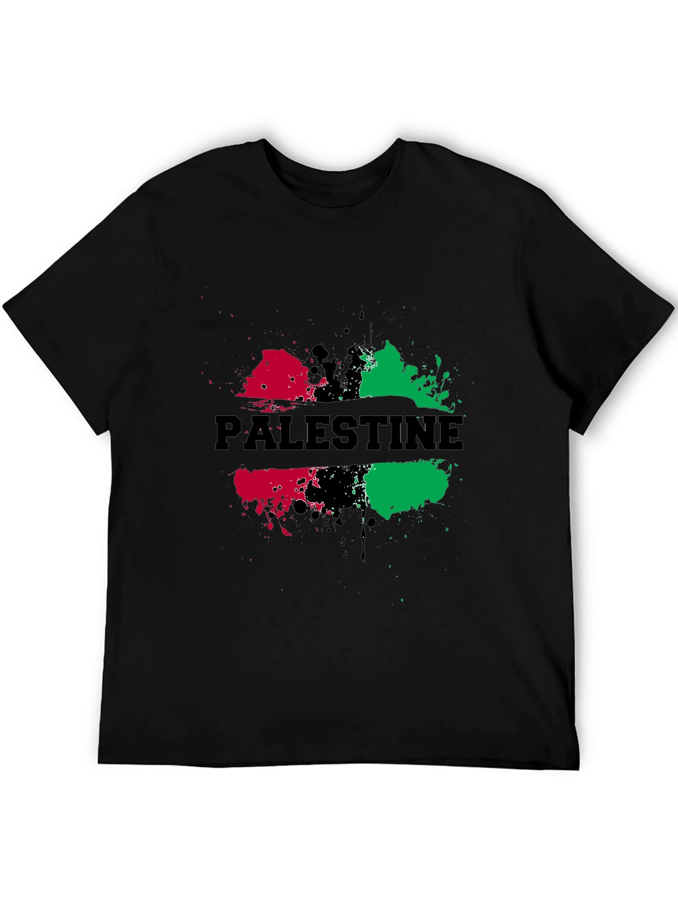 Palestine Splatter Graphic Black T-Shirt