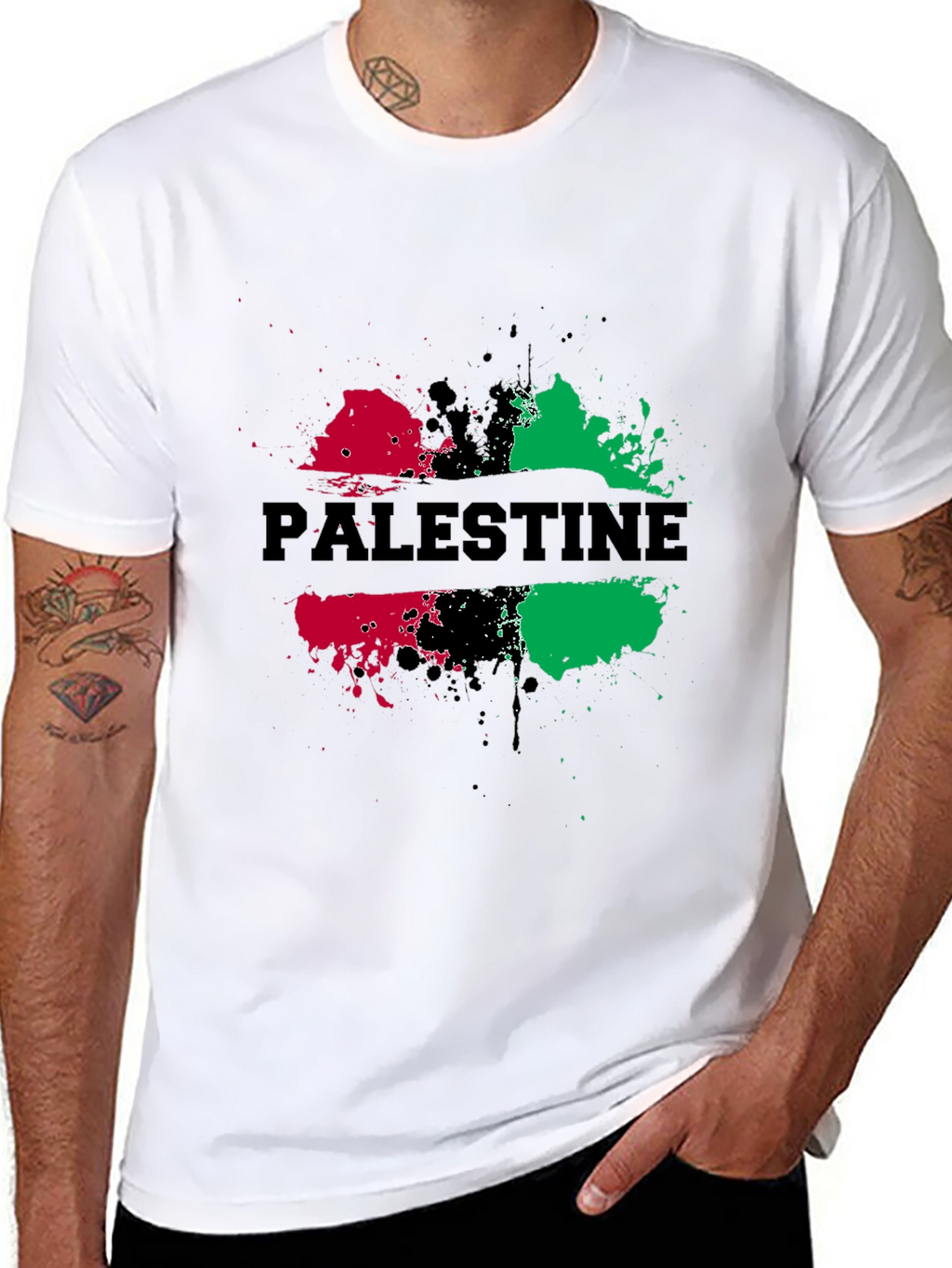 Palestine Splatter Graphic Black T-Shirt