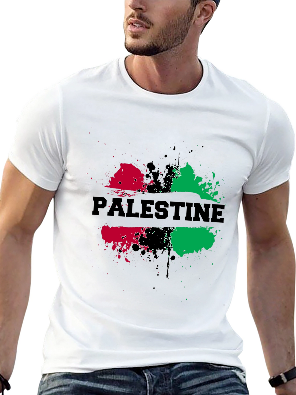 Palestine Splatter Graphic Black T-Shirt