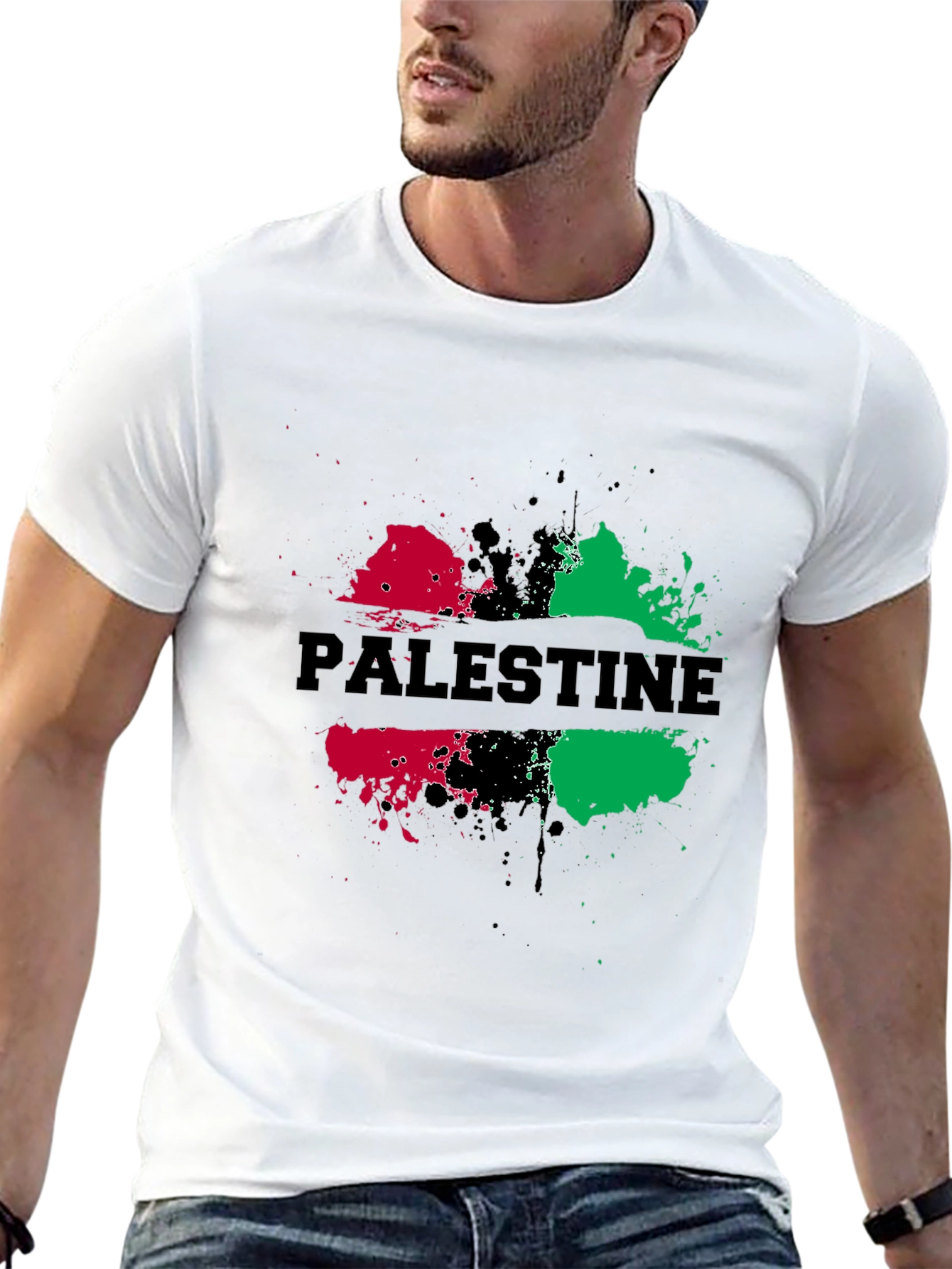 Palestine Splatter Graphic Black T-Shirt