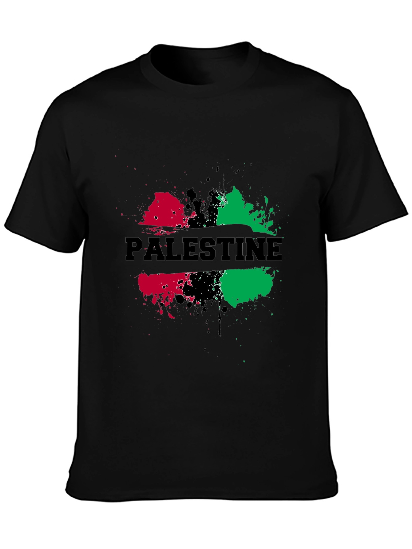 Palestine Splatter Graphic Black T-Shirt