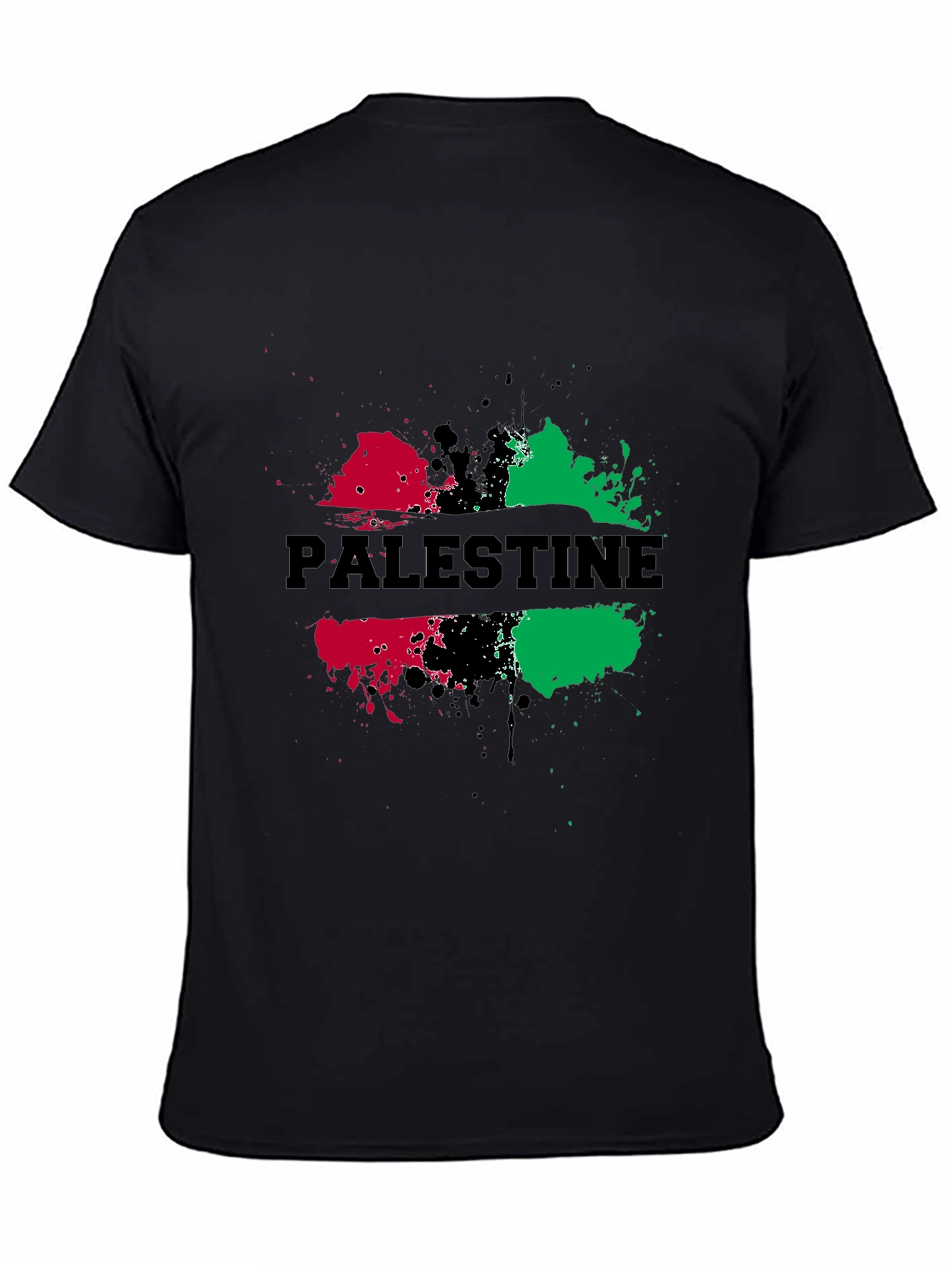 Palestine Splatter Graphic Black T-Shirt