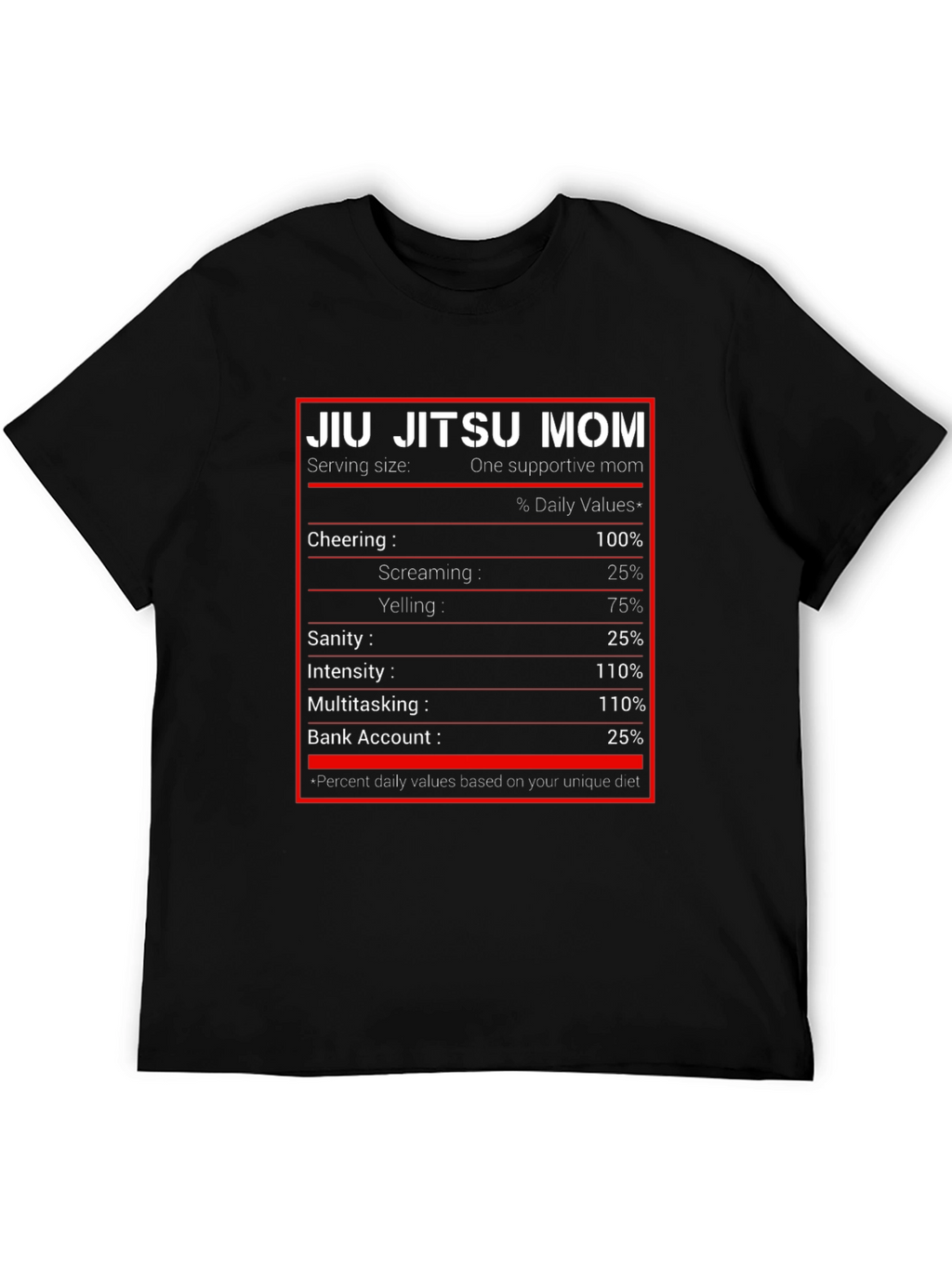 Jiu Jitsu Mom T-Shirt - Nutrition Facts