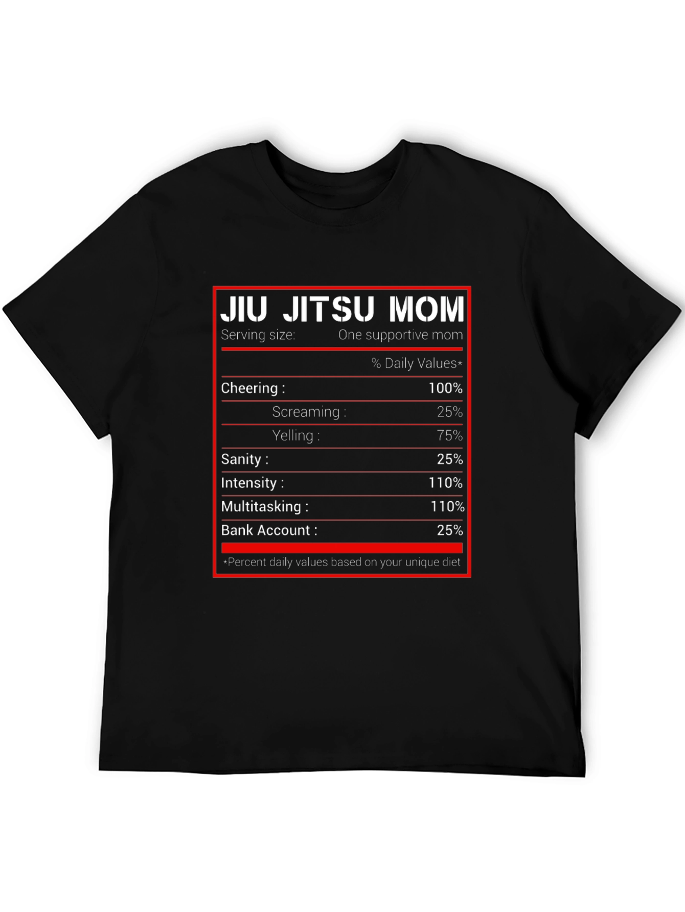 Jiu Jitsu Mom T-Shirt - Nutrition Facts