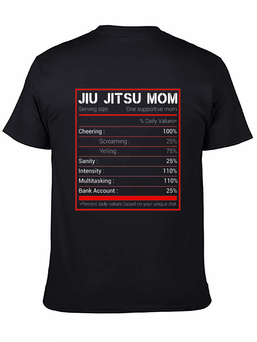 Jiu Jitsu Mom T-Shirt - Nutrition Facts
