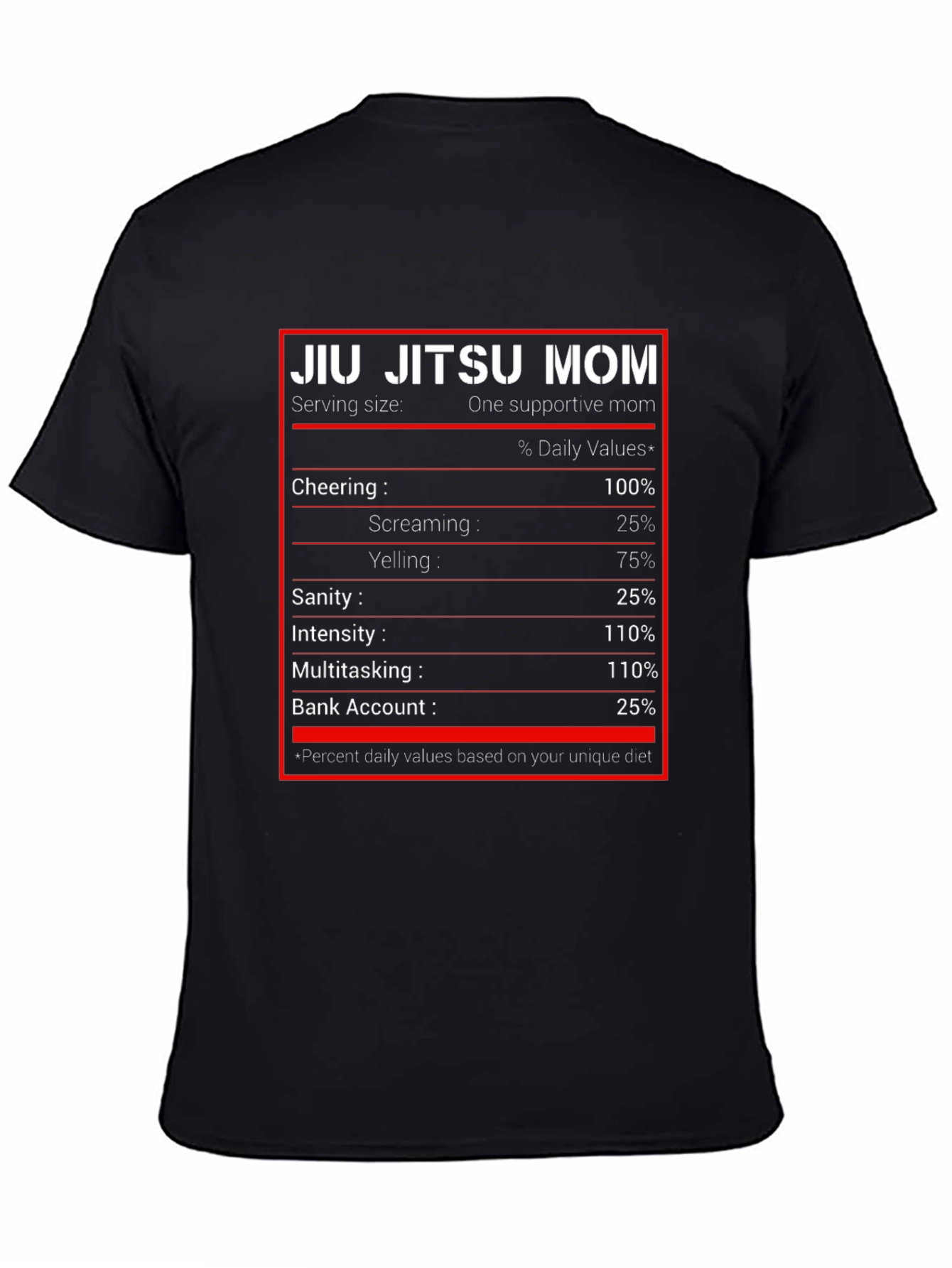 Jiu Jitsu Mom T-Shirt - Nutrition Facts