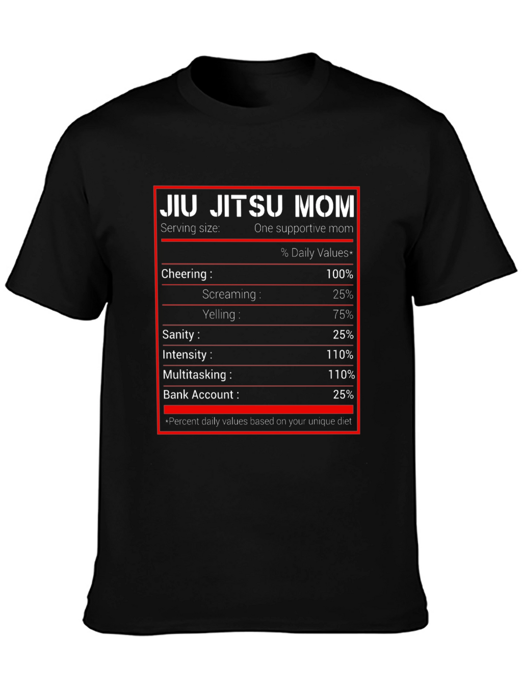 Jiu Jitsu Mom T-Shirt - Nutrition Facts