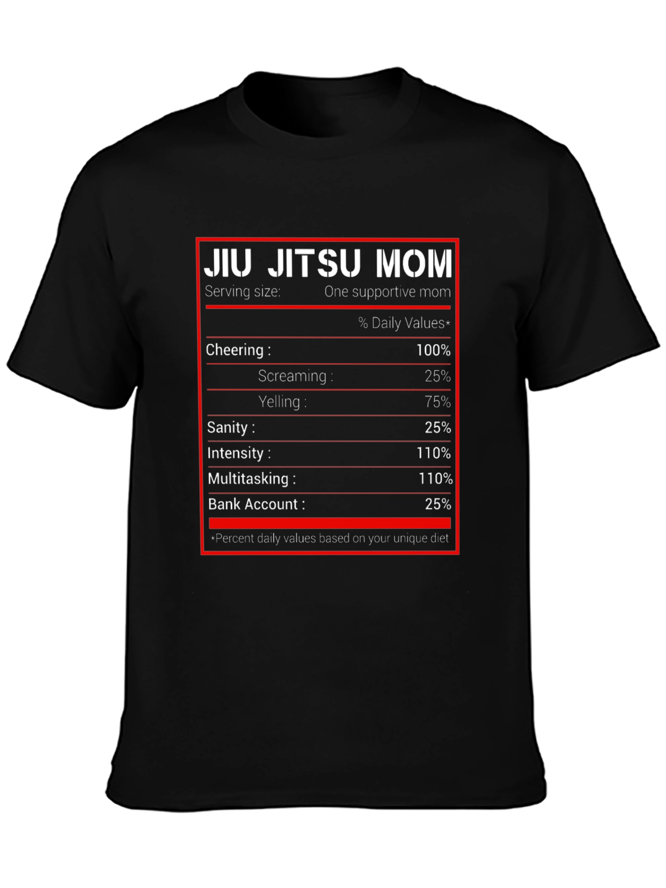 Jiu Jitsu Mom T-Shirt - Nutrition Facts