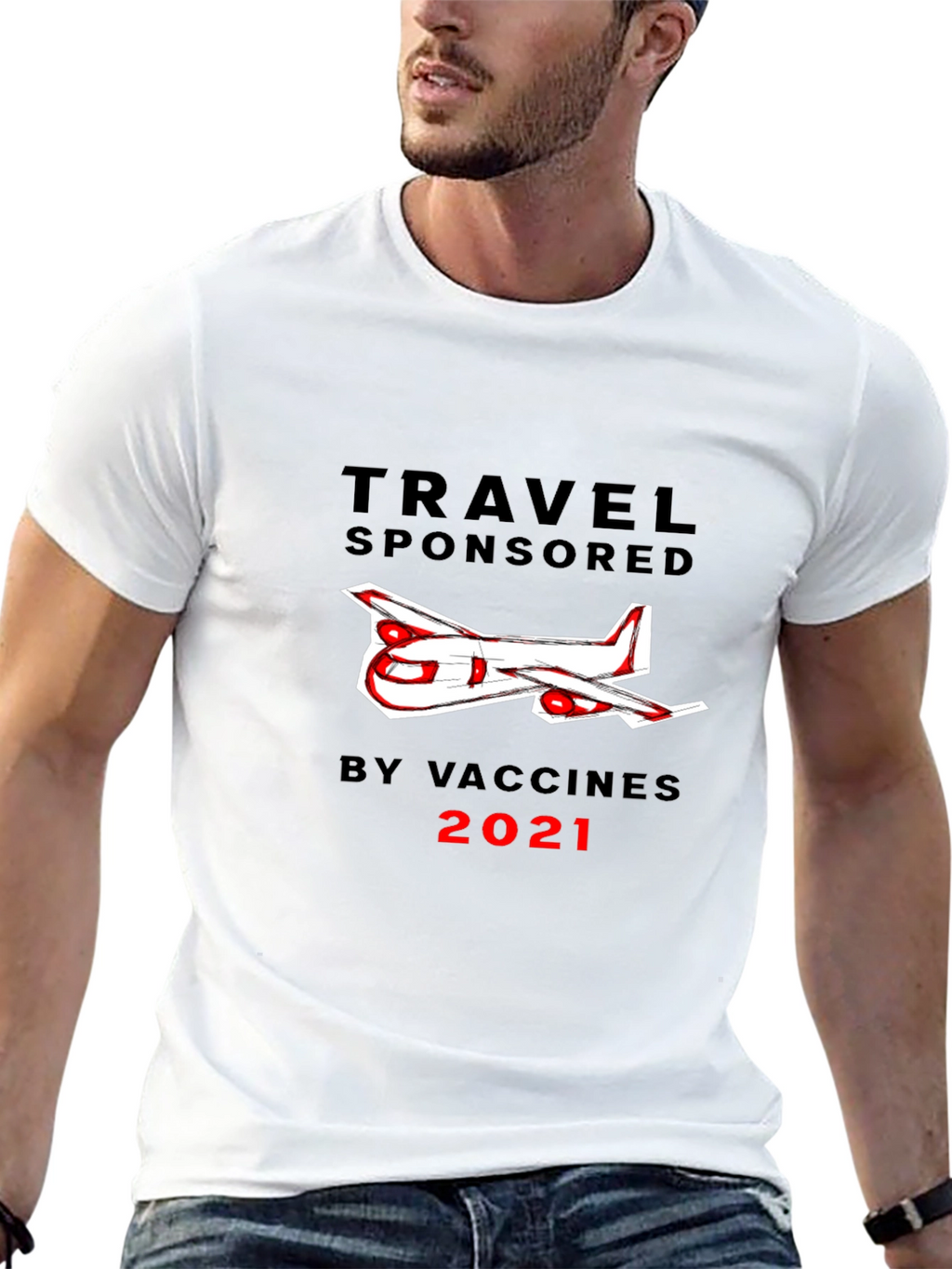 Travel Sponsored by Vaccines 2021 Black T-Shirt