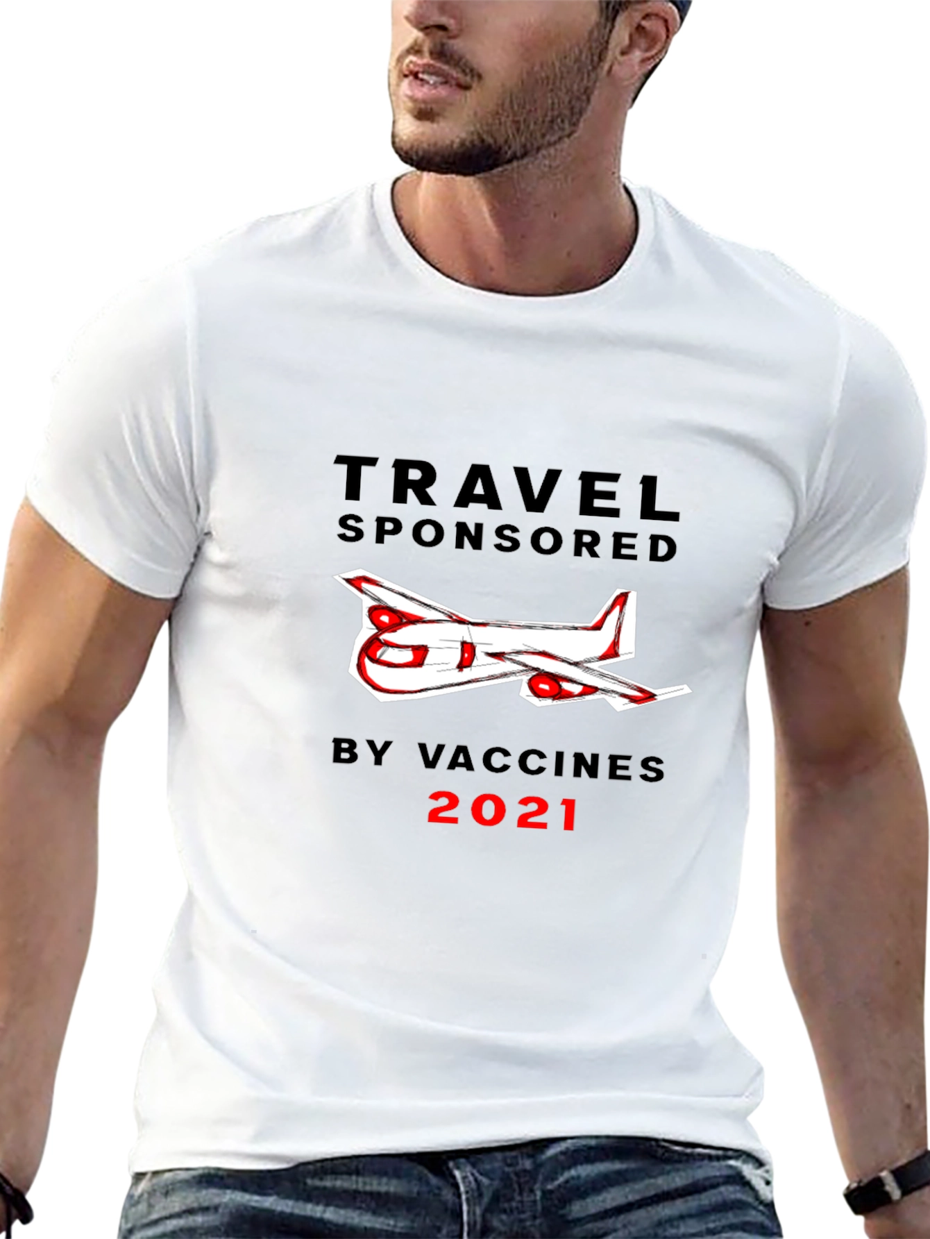 Travel Sponsored by Vaccines 2021 Black T-Shirt