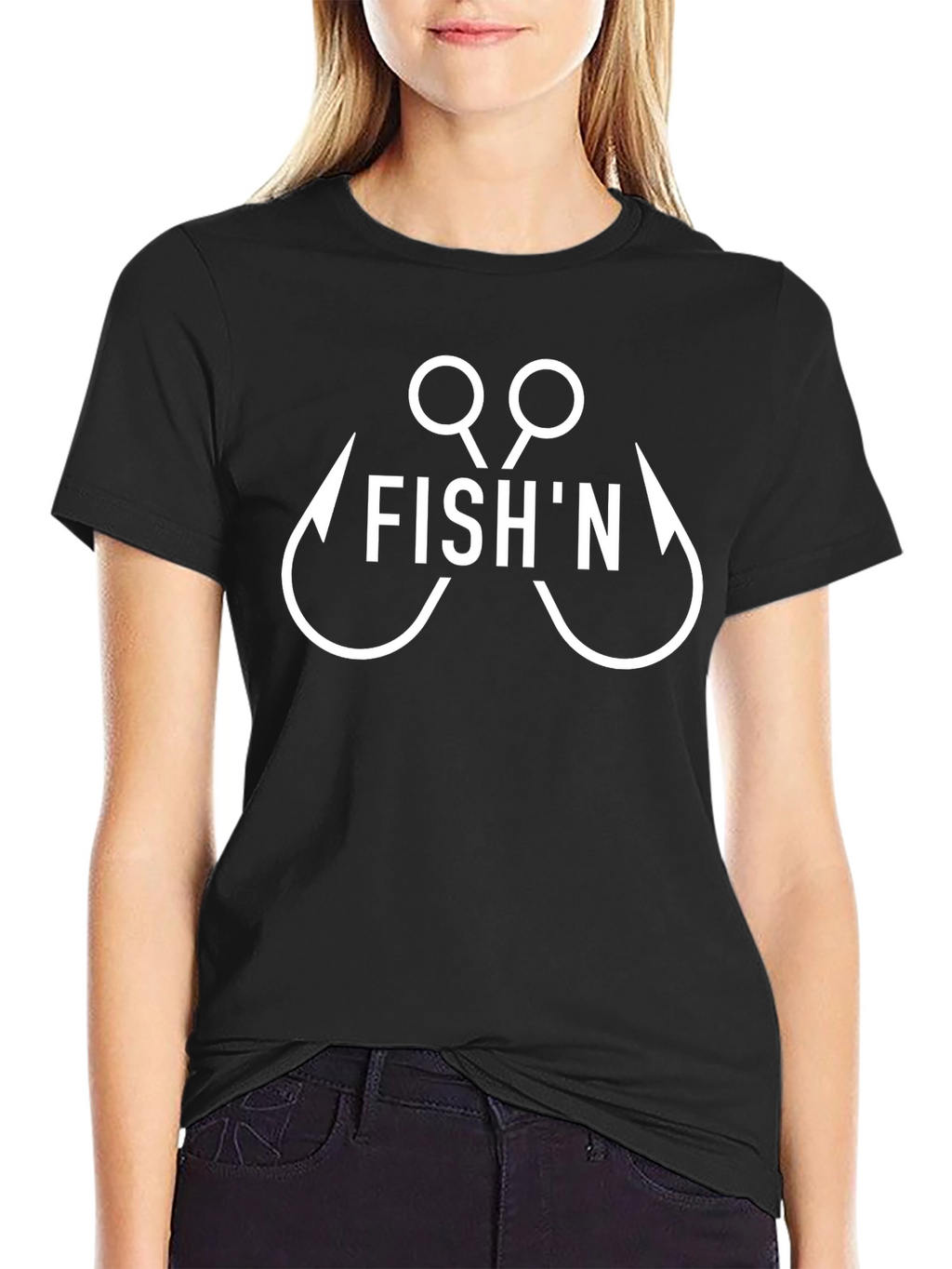Fishn T-Shirt - Black Short Sleeve Graphic Tee