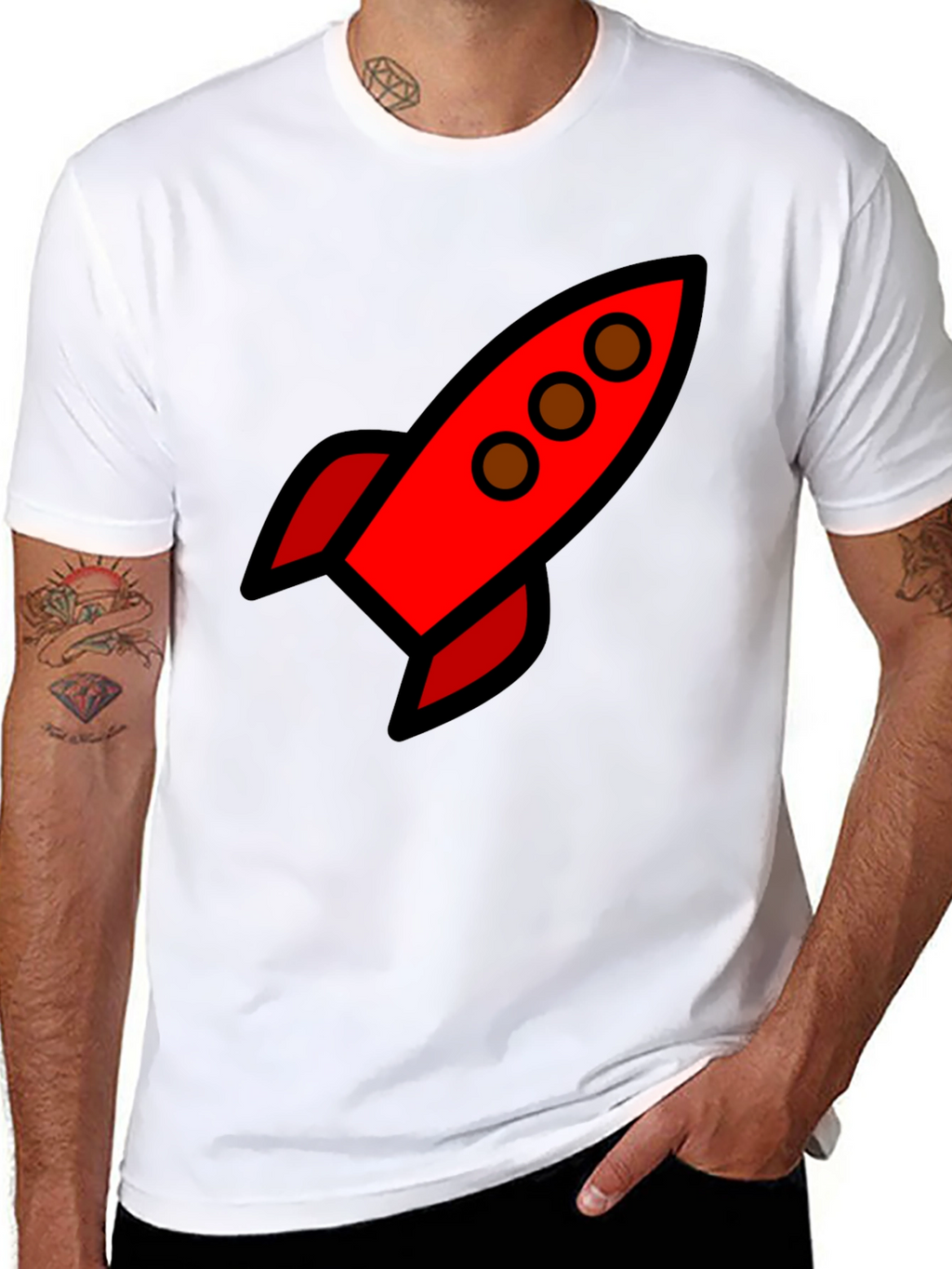 Rocket Ship Graphic Tee - Black Unisex T-Shirt