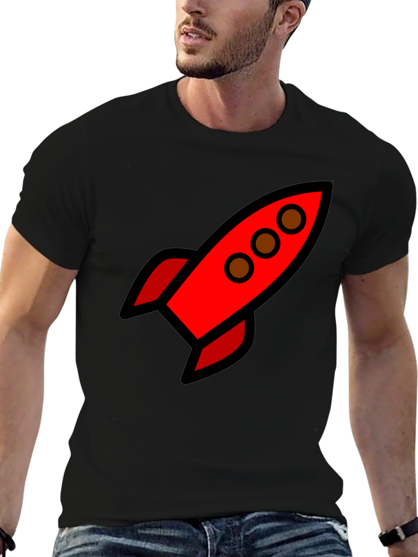 Rocket Ship Graphic Tee - Black Unisex T-Shirt