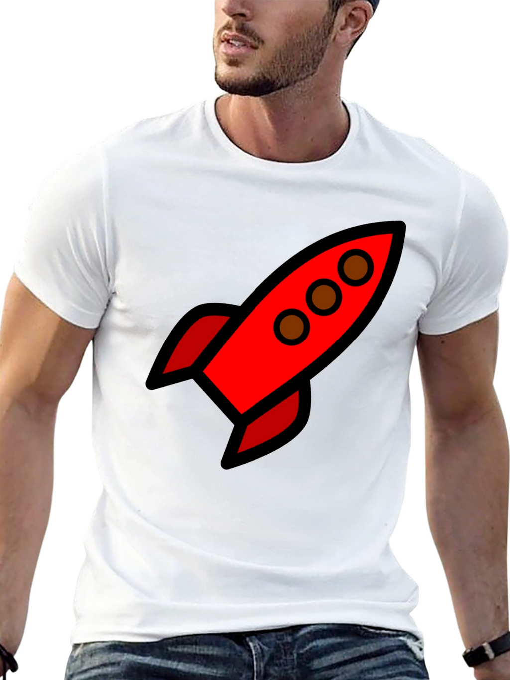 Rocket Ship Graphic Tee - Black Unisex T-Shirt