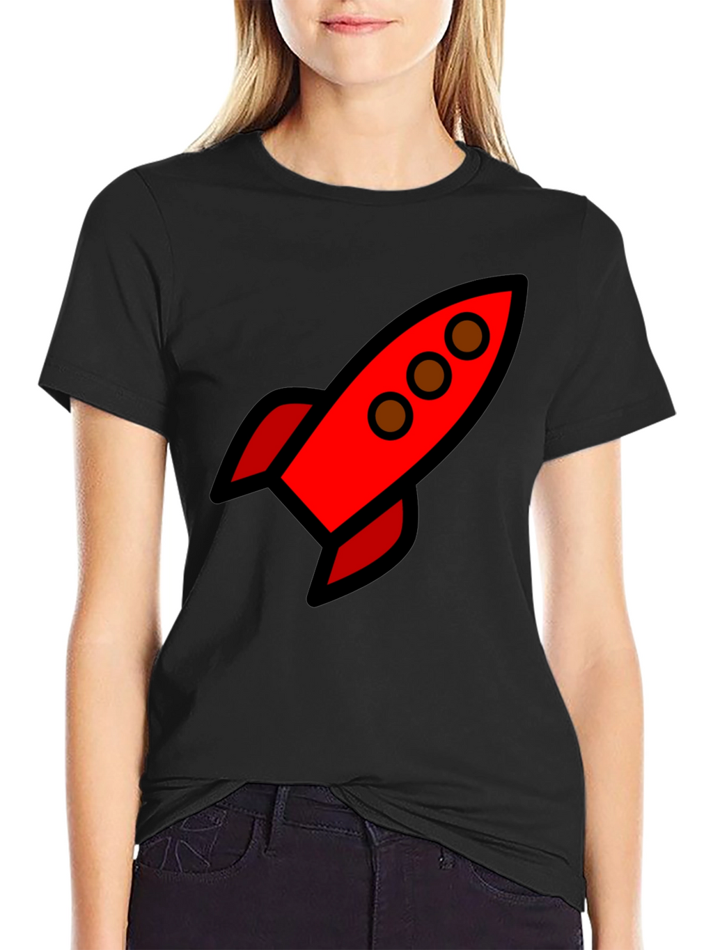 Rocket Ship Graphic Tee - Black Unisex T-Shirt