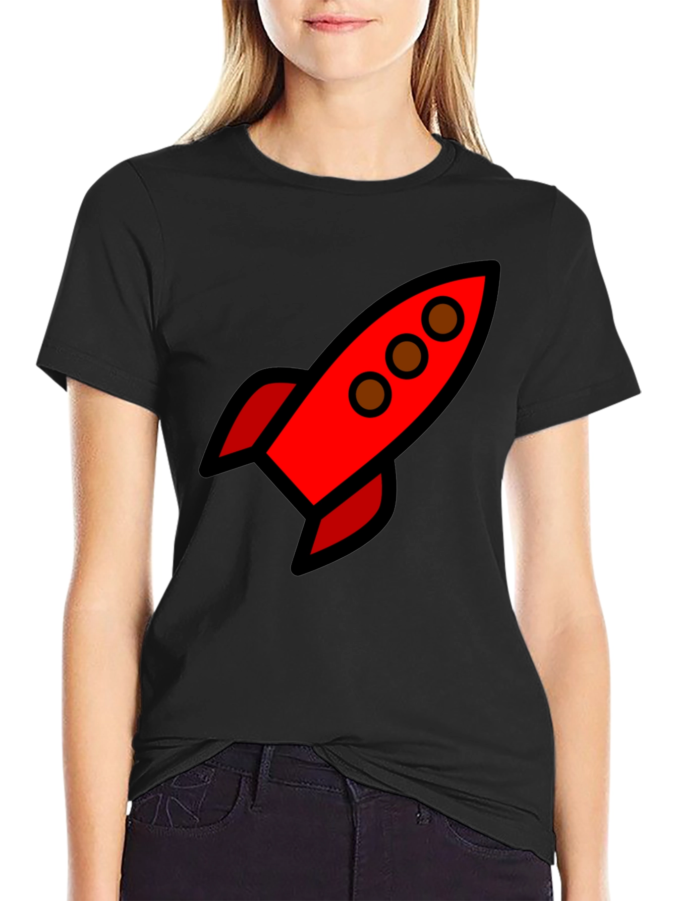 Rocket Ship Graphic Tee - Black Unisex T-Shirt