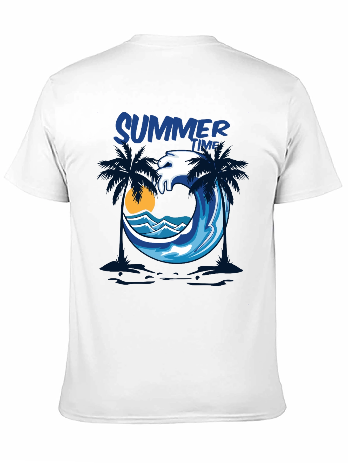 Summer Time Palm Wave Black T-Shirt
