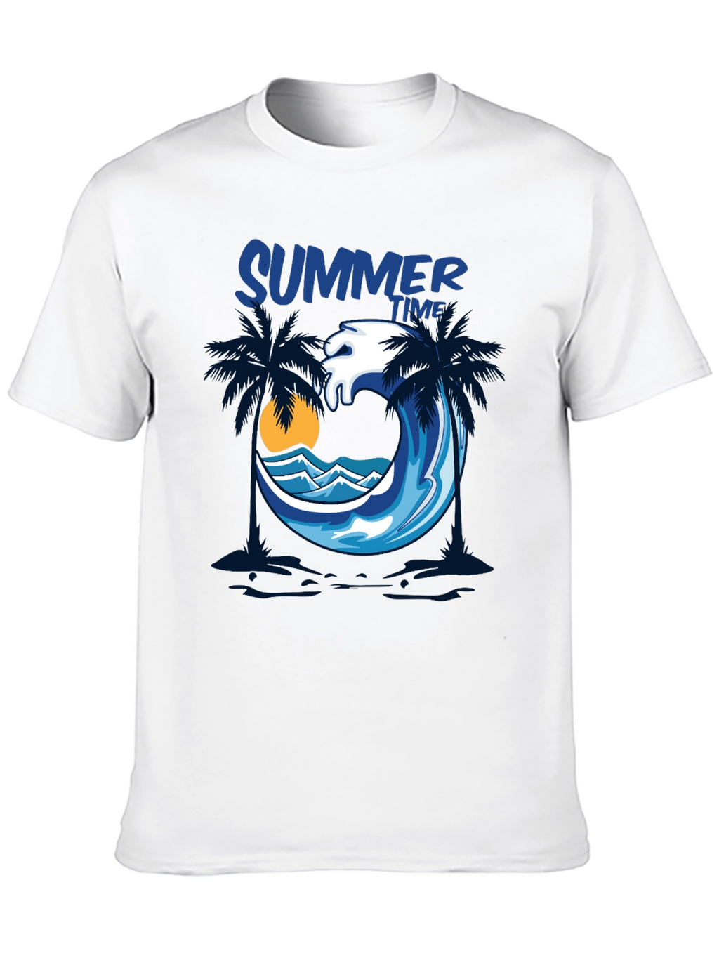 Summer Time Palm Wave Black T-Shirt