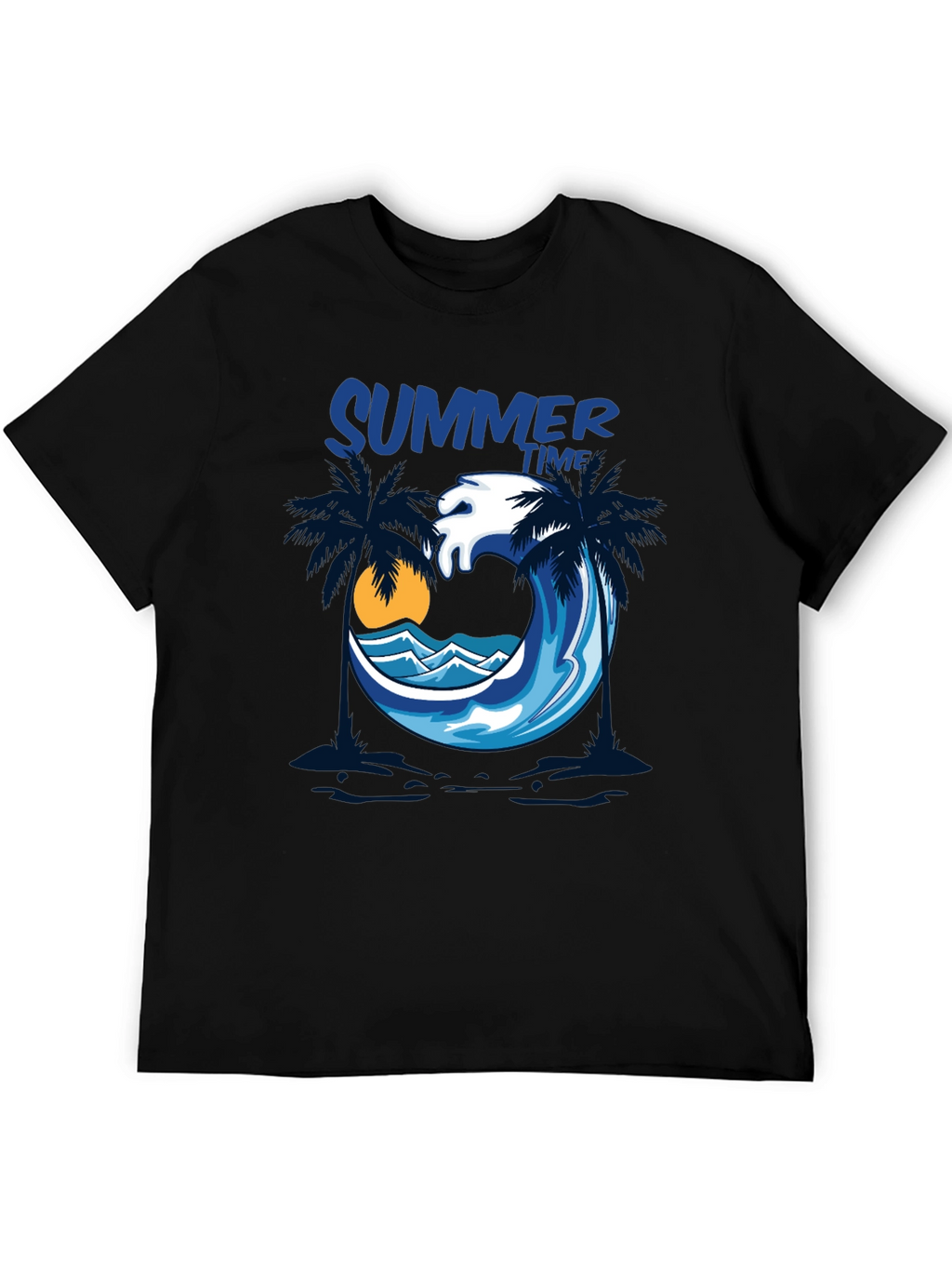 Summer Time Palm Wave Black T-Shirt