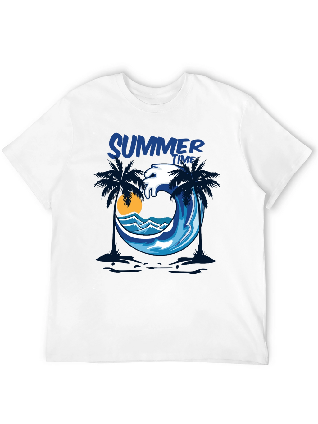 Summer Time Palm Wave Black T-Shirt