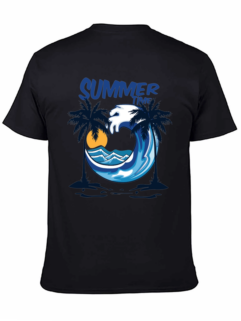Summer Time Palm Wave Black T-Shirt