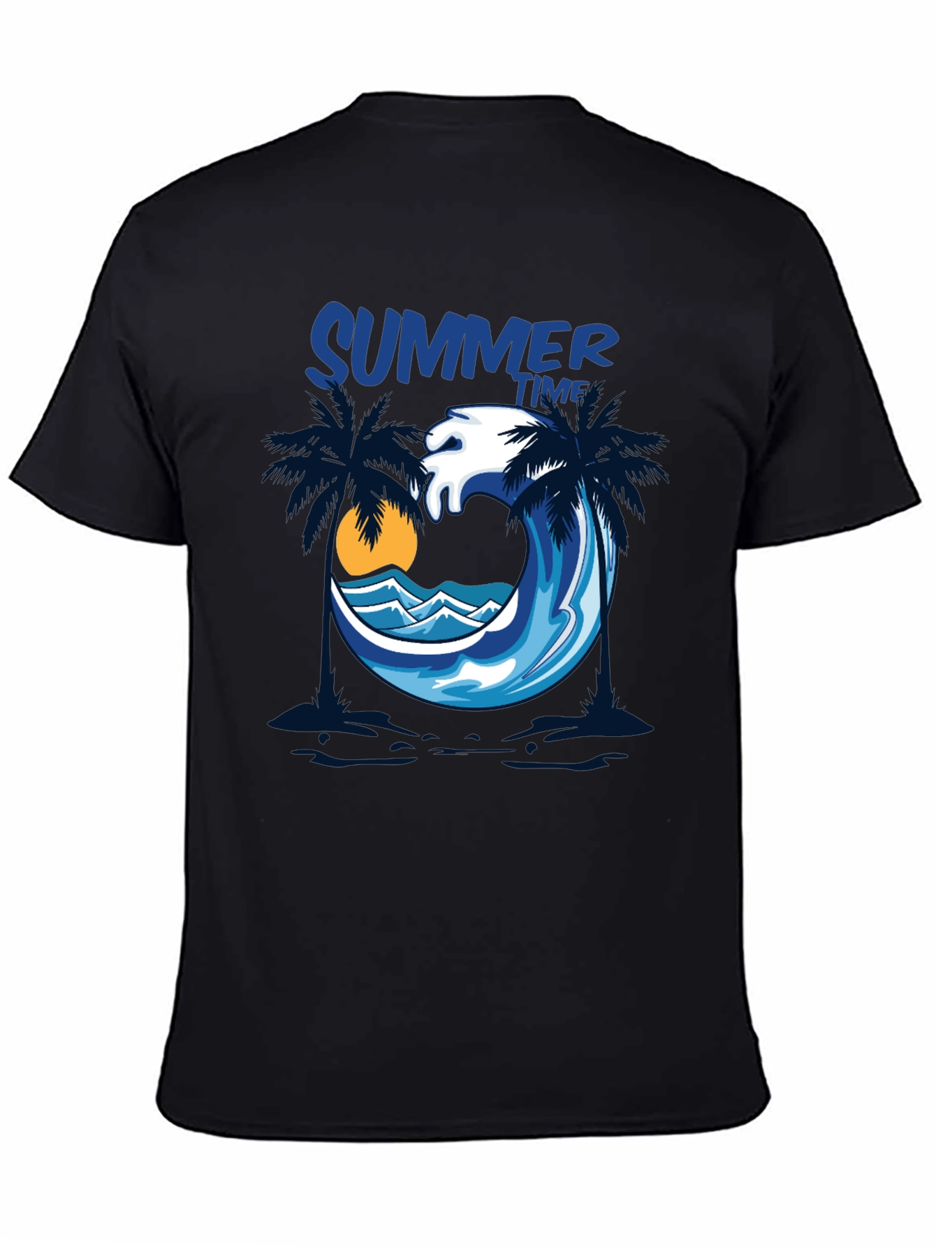 Summer Time Palm Wave Black T-Shirt