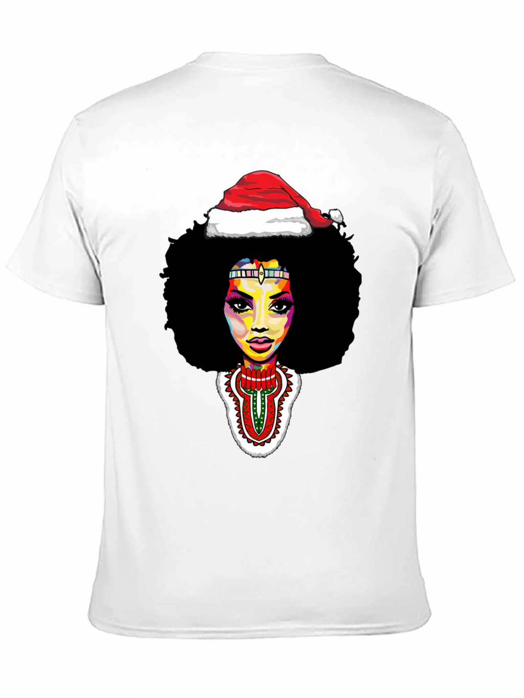 Afro Woman Santa Hat Christmas Graphic Tee