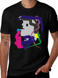 Abstract Graphic Print Black Tee