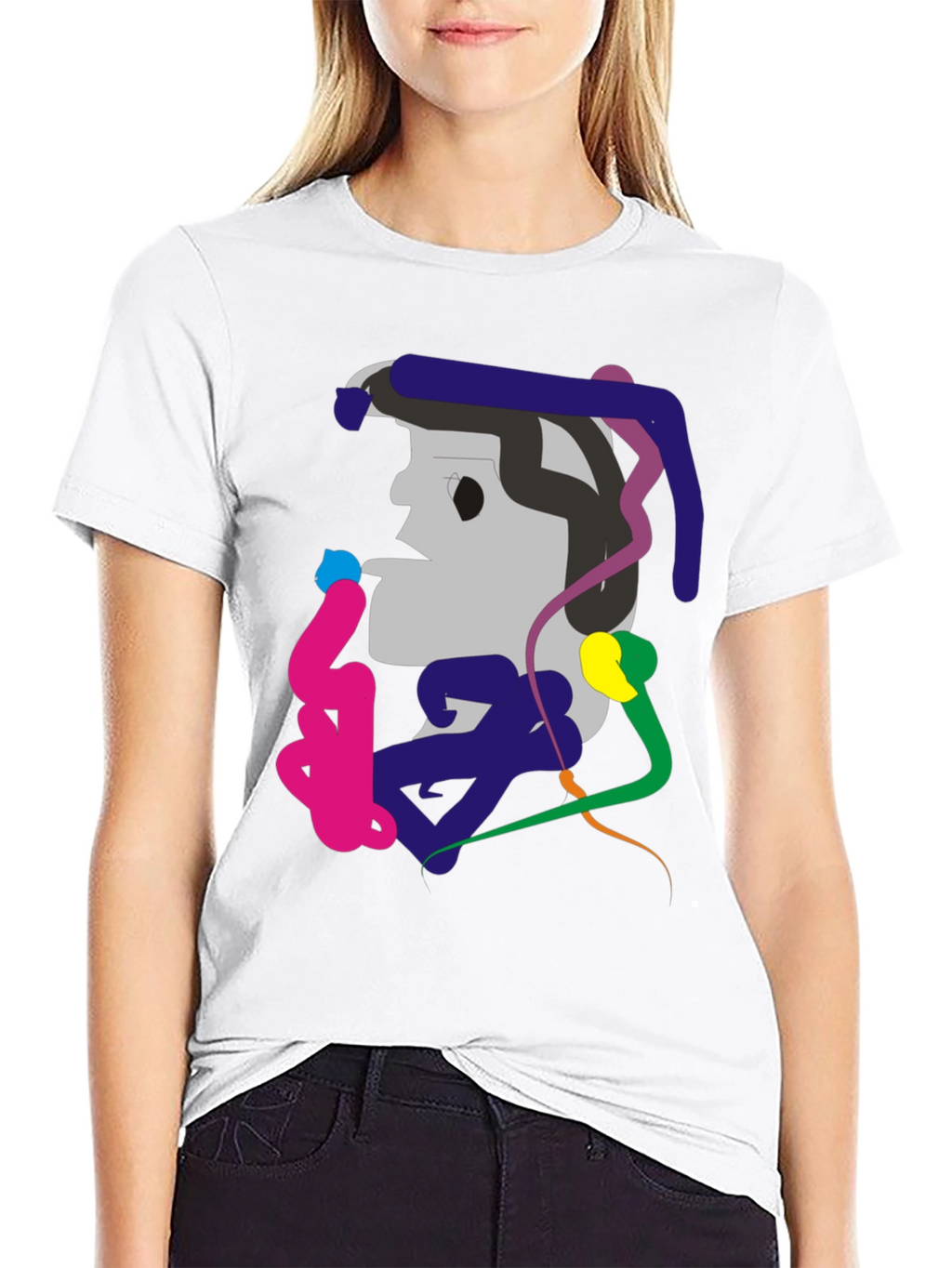 Abstract Graphic Print Black Tee