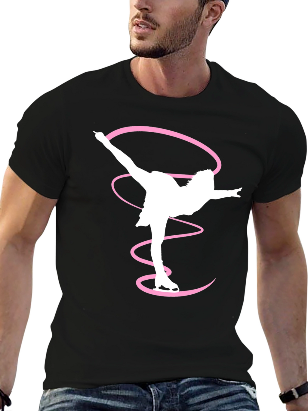Figure Skater T-Shirt Black Cotton Graphic Tee