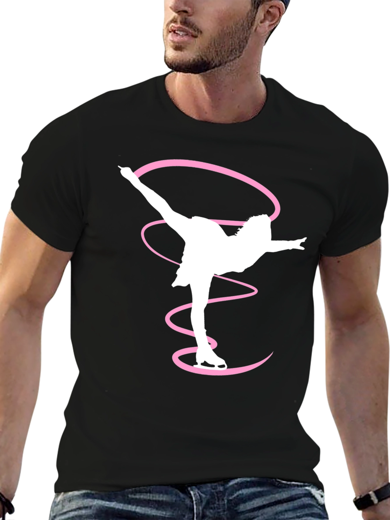 Figure Skater T-Shirt Black Cotton Graphic Tee