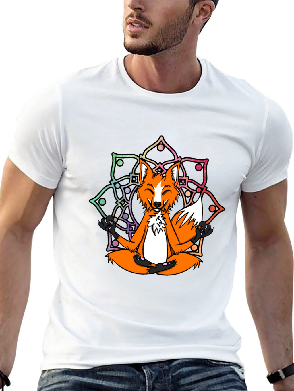 Meditating Fox Mandala Graphic Tee