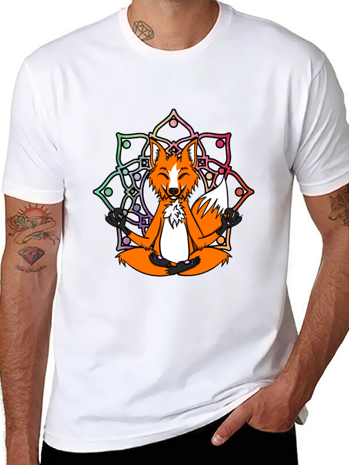 Meditating Fox Mandala Graphic Tee