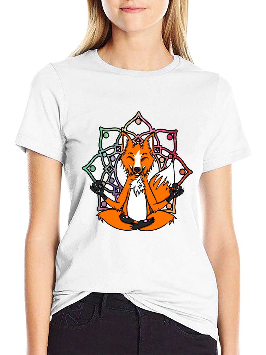 Meditating Fox Mandala Graphic Tee