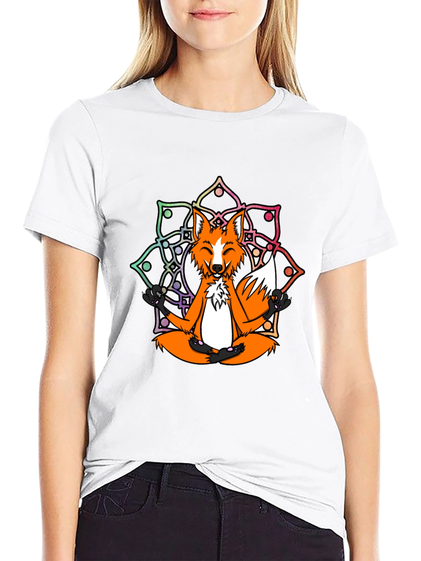 Meditating Fox Mandala Graphic Tee