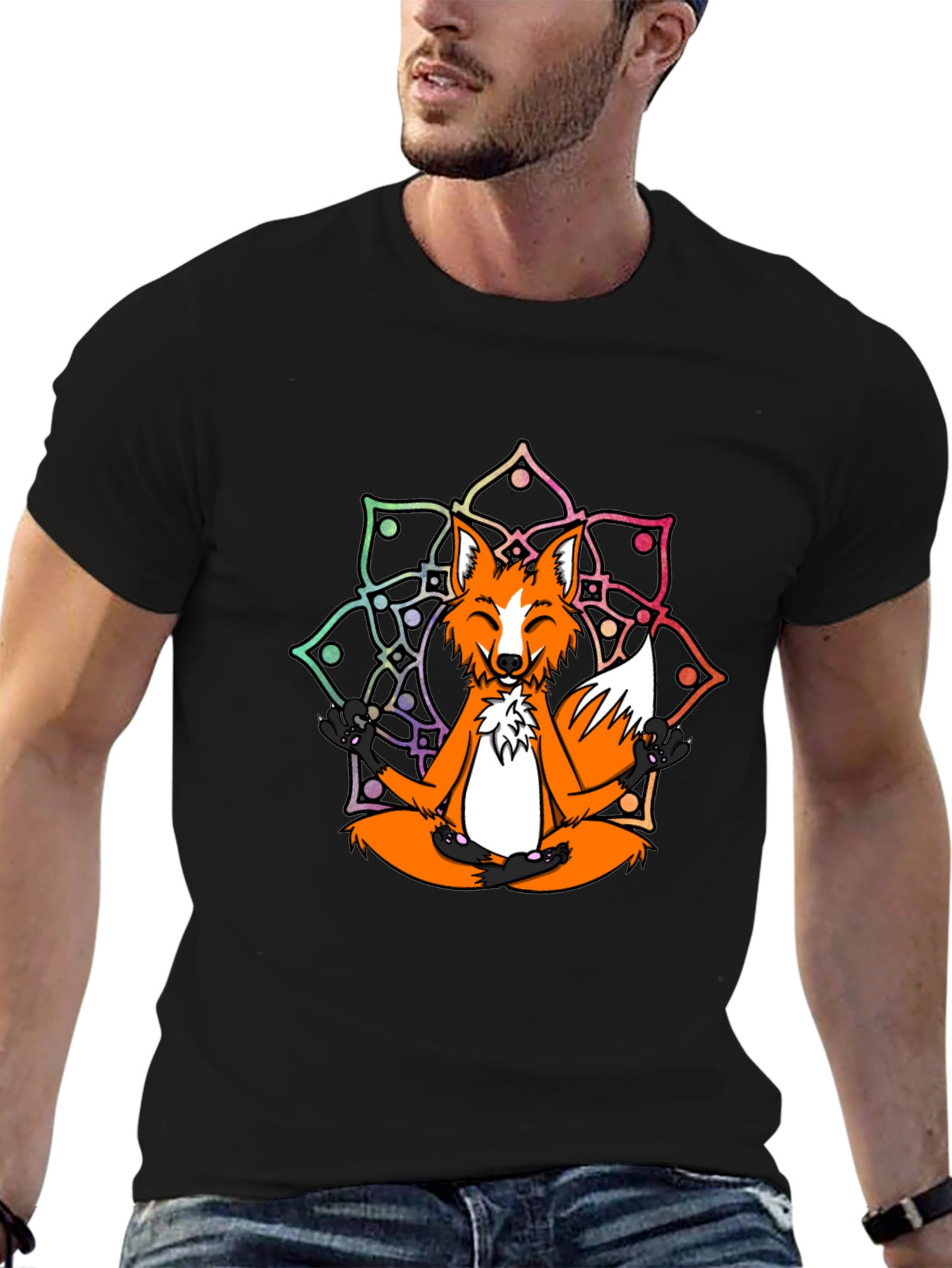 Meditating Fox Mandala Graphic Tee