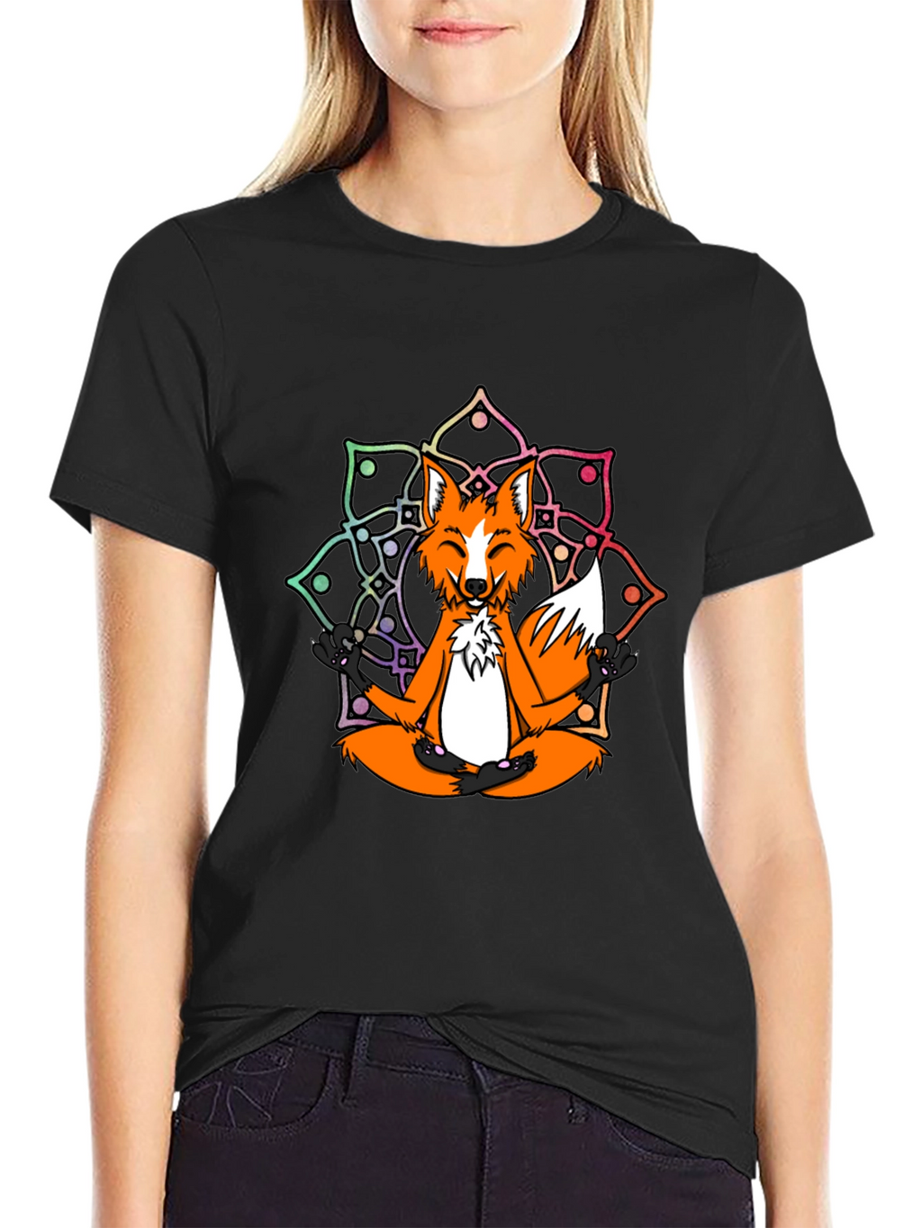 Meditating Fox Mandala Graphic Tee