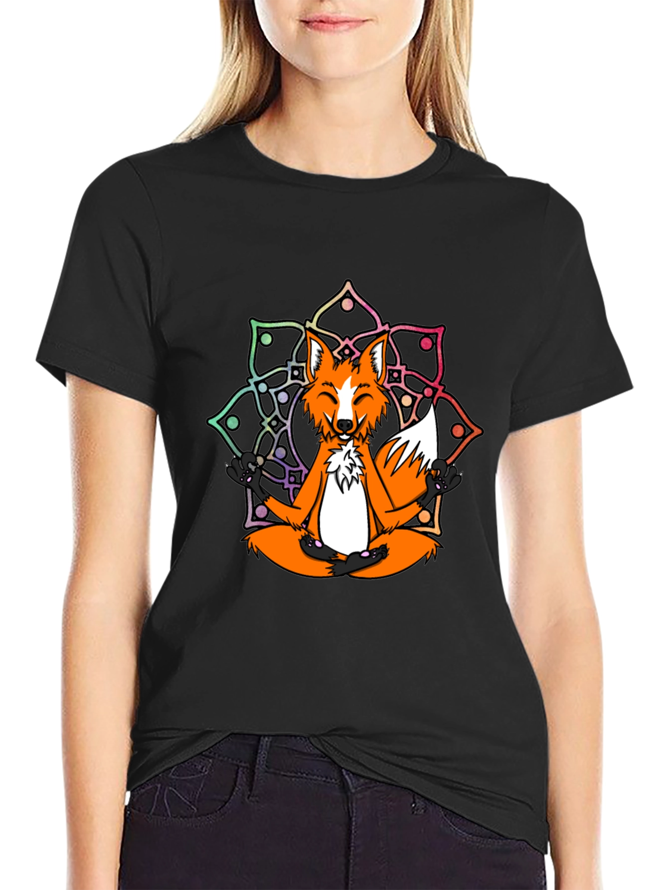 Meditating Fox Mandala Graphic Tee