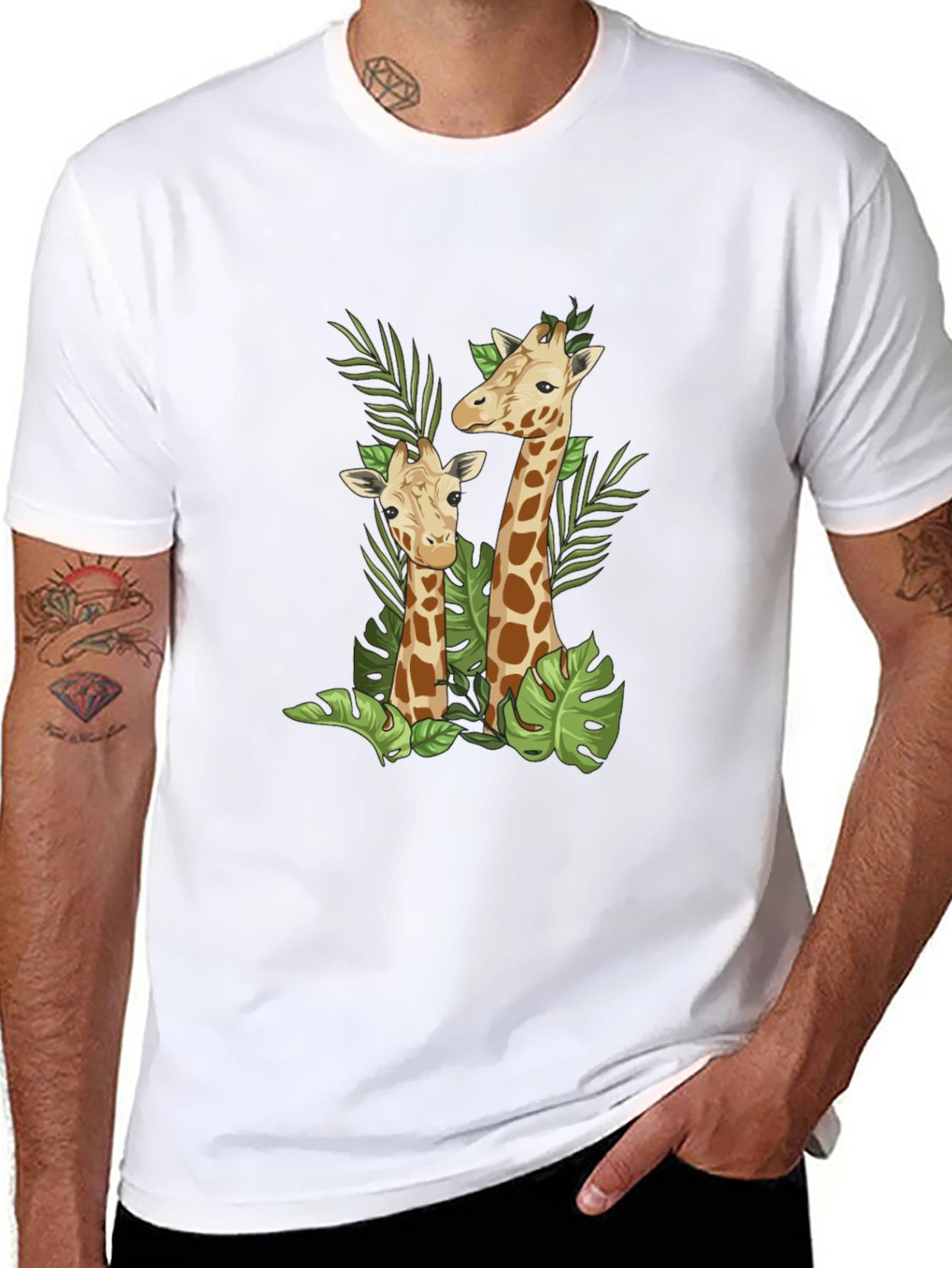 Giraffe Graphic Black T-Shirt - Stylish Animal Print Tee