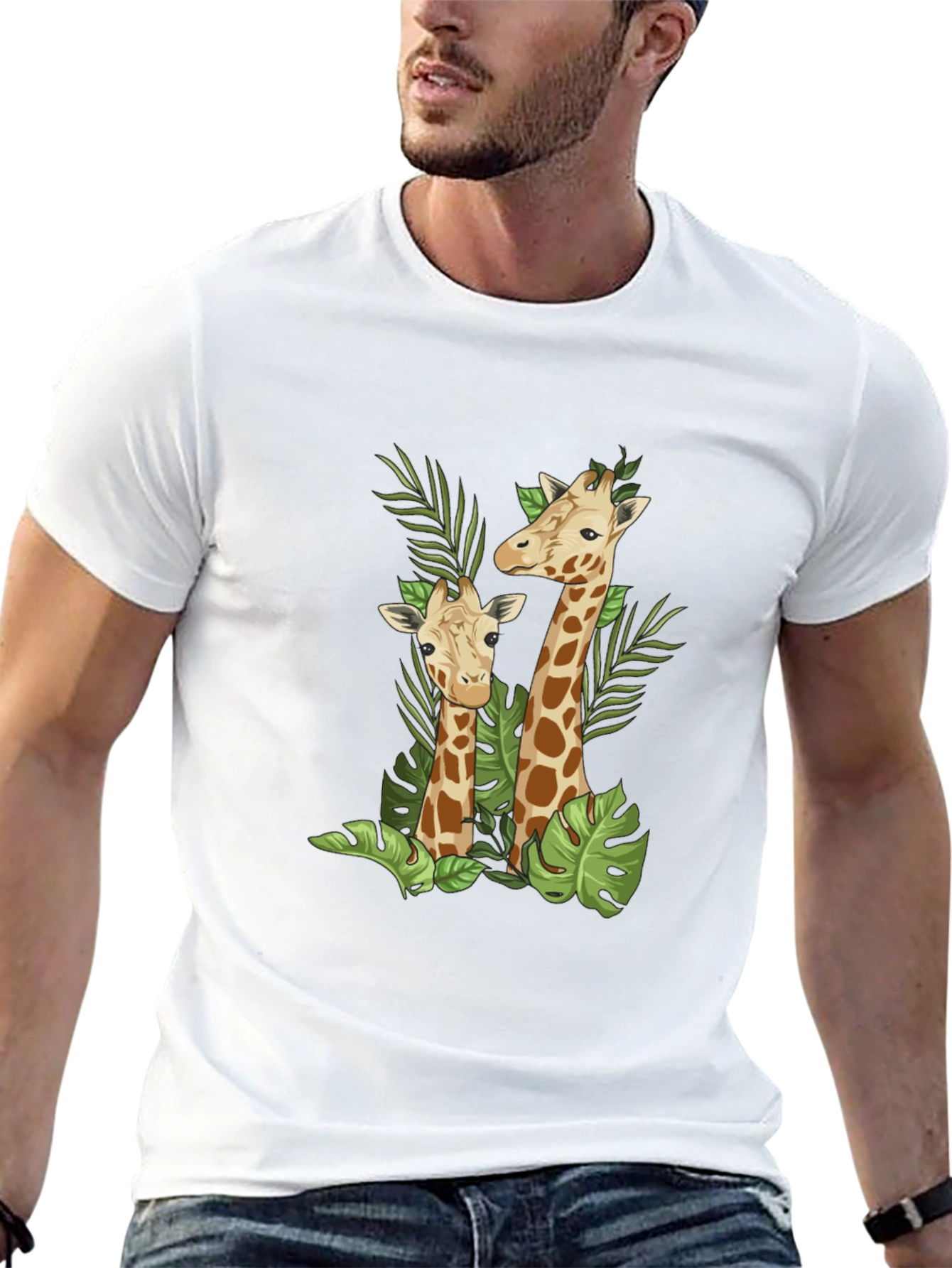 Giraffe Graphic Black T-Shirt - Stylish Animal Print Tee