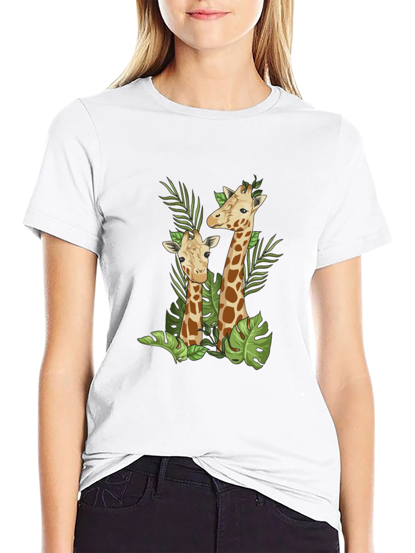Giraffe Graphic Black T-Shirt - Stylish Animal Print Tee