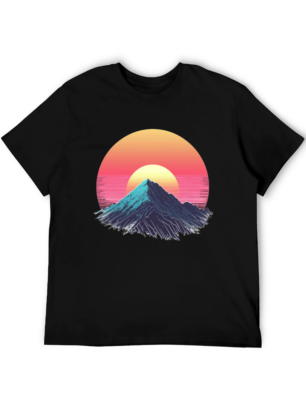 Retro Mountain Sunset Graphic Tee - Black
