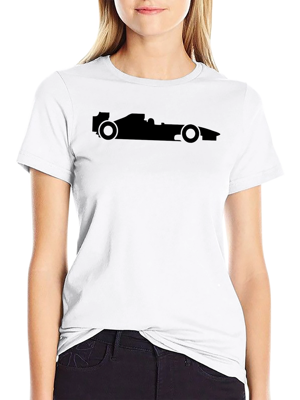 Black Racing Car T-Shirt - Silhouette Design