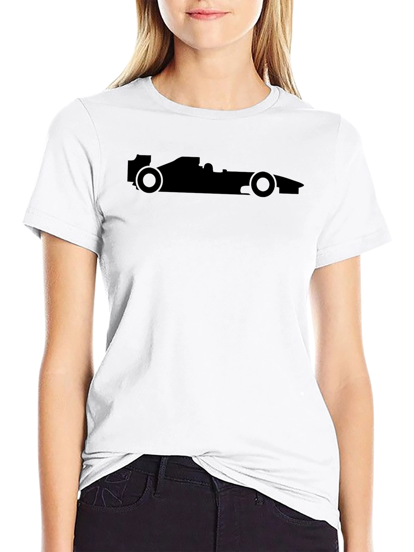 Black Racing Car T-Shirt - Silhouette Design
