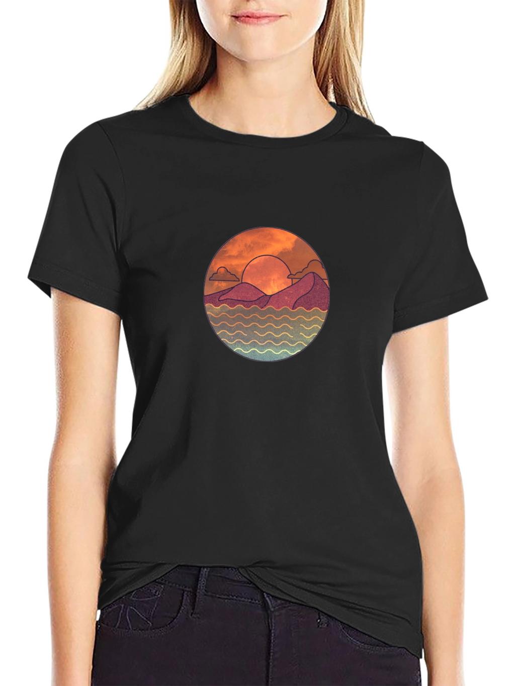 Sunset Graphic Black T-Shirt