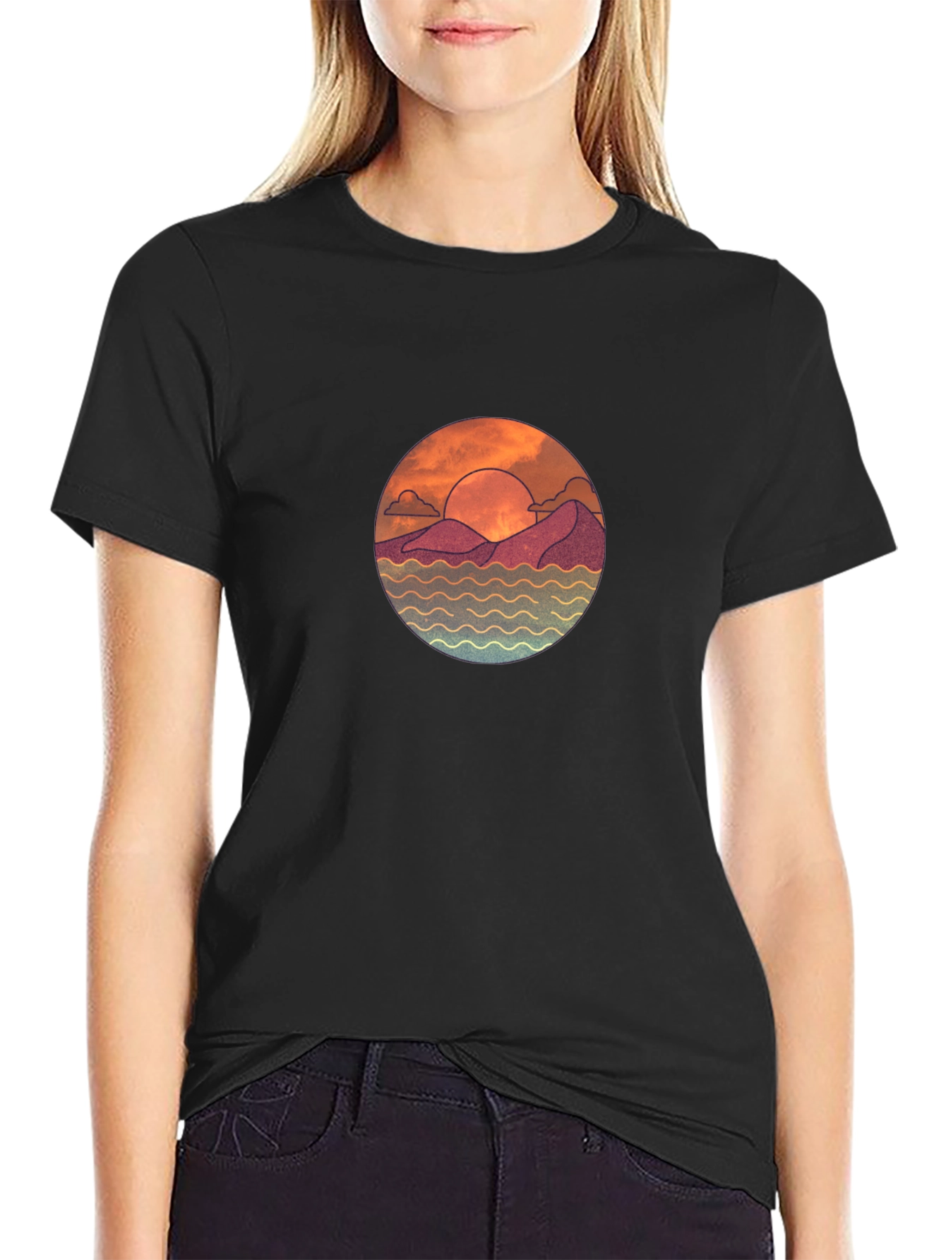 Sunset Graphic Black T-Shirt