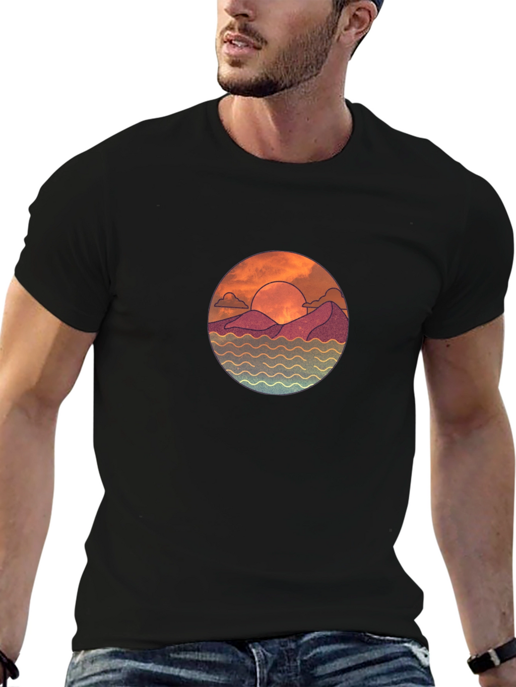 Sunset Graphic Black T-Shirt