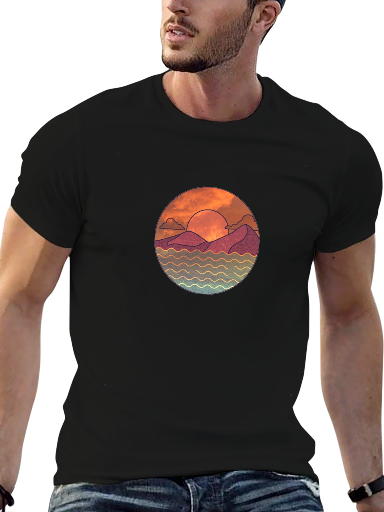 Sunset Graphic Black T-Shirt