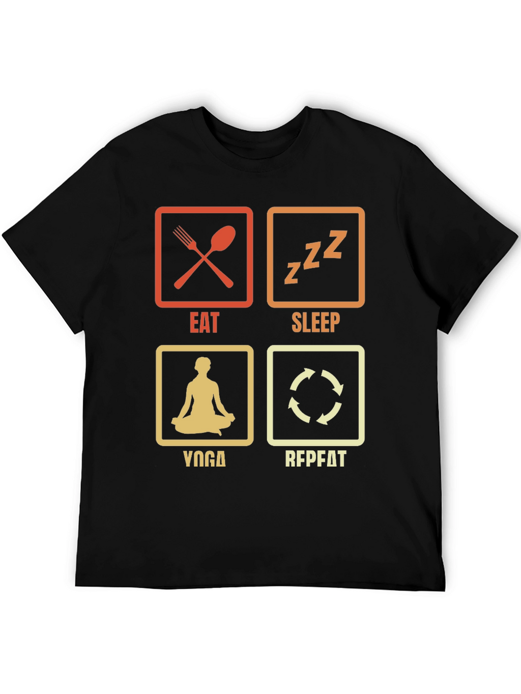 Eat Sleep Yoga Repeat Black Graphic T-Shirt