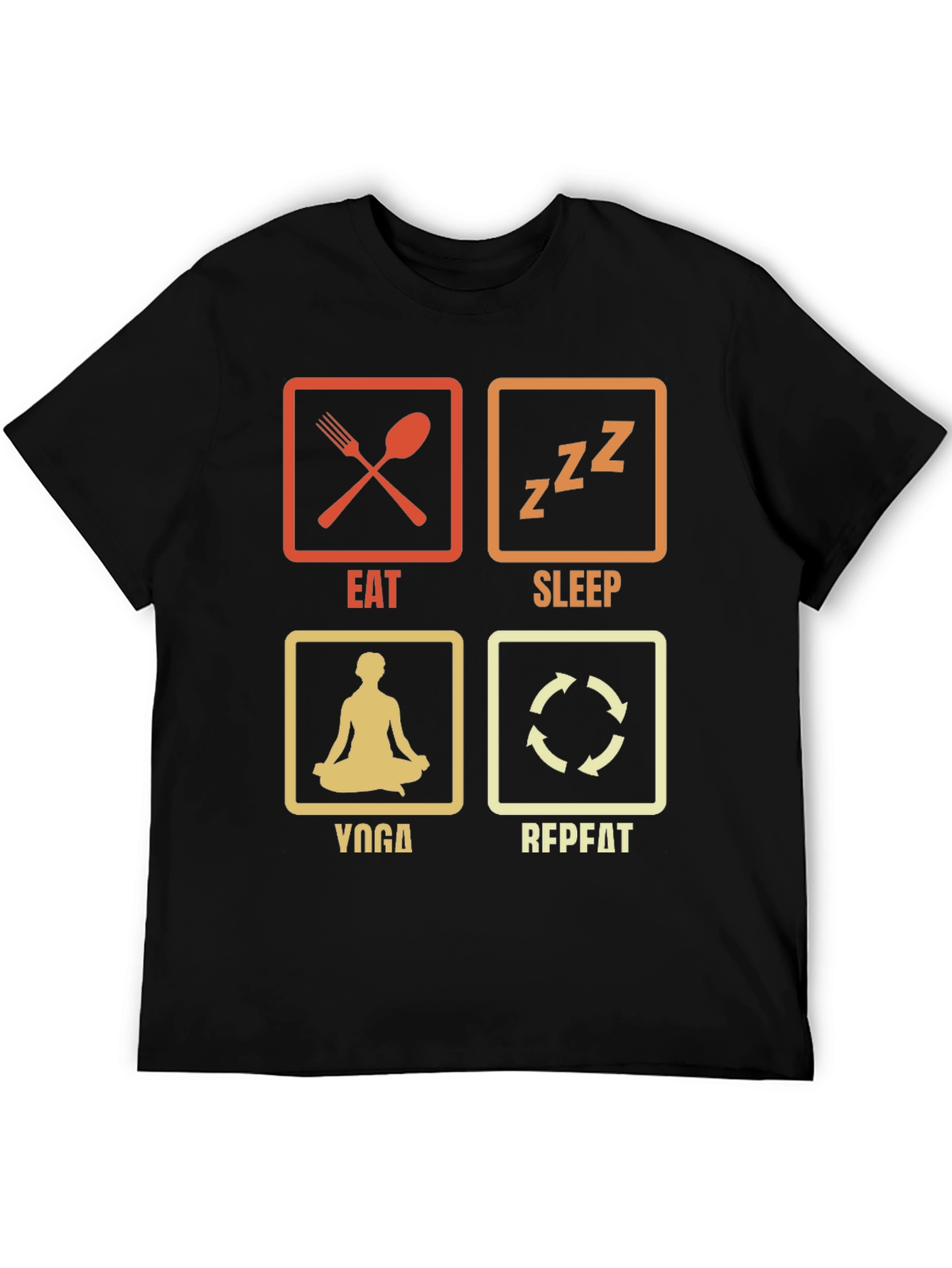 Eat Sleep Yoga Repeat Black Graphic T-Shirt